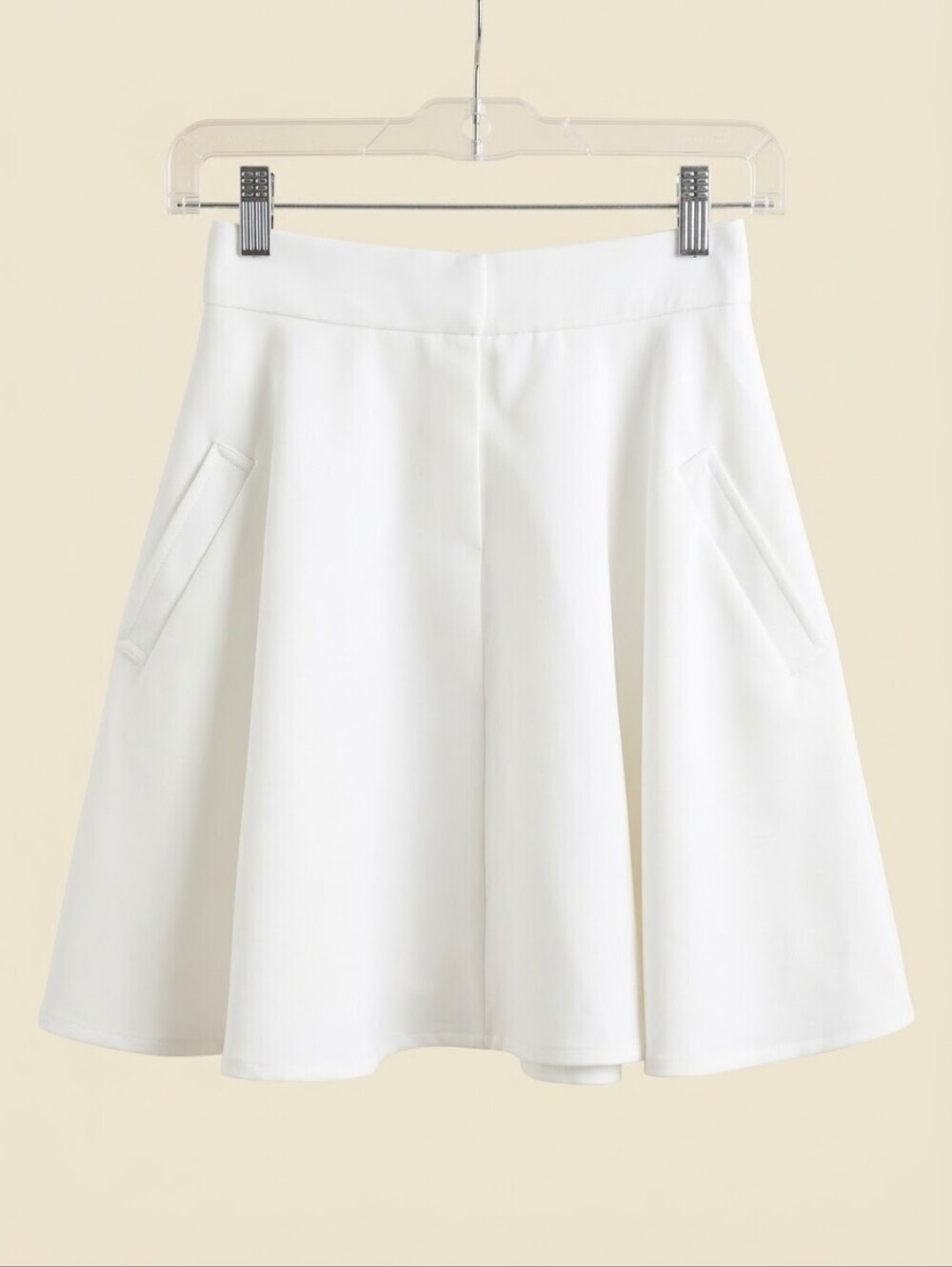Women's White Flared Circle Skirt - Elegant Skater Style